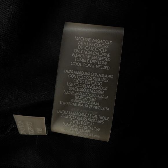 Calvin Klein Large Paperbag Waist Pants Hi-Rise Pockets Zip-Fly Tapered Black - Picture 7 of 9